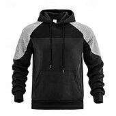 baratos camisolas de lã-Homens Moletom Moletom com capuz Moletom de lã Preto Azul Marinha Cáqui Cinzento Com Capuz Bloco de cor Bloco de cor Bolso frontal Desportos e Ar livre Casual Diário Roupa de rua Legal Designer