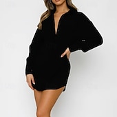 economico Vestito Semplice-Per donna Mini Abito Abito Camicia Classico Moderno Vacanza Quotidiano Uscire Vestibilità regolare Semplice Manica Lunga Colletto a Camicia Nero Bianco Estate