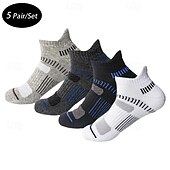 billiga herrstrumpor-Herr 5 par Multipack Socka Löparstrumpor Vardagliga strumpor Svart Vit Färg Rand Semester Sport &amp; Utomhus Dagligen Grundläggande Medium Vår Höst Mode Ledigt