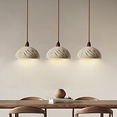 economico Luci a sospensione-Lampada a sospensione moderna in cemento, lampadario a cupola in legno industriale per isola cucina, lampada a sospensione industriale retrò per camera da letto rurale, lampada da soffitto per