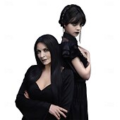 cheap Movie Character Wigs-Long Braid Wig With Bangs Black Braided Wig Girls Halloween costume Wigs For Kids