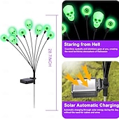 cheap Landscape Lights-1 Pc Outdoor Solar Firefly Lights Halloween 8-Head Skull Eye Insertion Lamp Courtyard Garden Party Horror and Weird Festival Atmosphere Decorative Lights