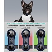 お買い得  犬用トレーニング用品-2 in 1 リモート犬トレーニング首輪 自動吠え防止ショック首輪 スマート吠え防止自動吠え防止首輪 IP67 防水充電式電子首輪