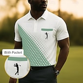 cheap Men&#039;s Golf Polo-Men&#039;s Geometric Golf Sports Polo Shirts Short Sleeve Polo Shirts Collared Shirts Business Casual Outdoor Athleisure Daily Wear 3D Print Summer Blue Purple Green