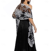 abordables Chales-Cubiertas de Boda Elegantes sin Mangas de Encaje para Mujeres con Lentejuelas para Bodas de Verano