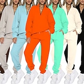 abordables Chándales-Mujer Tracksuit Pantalones Deportivo Sudadera tipo jersey Correa Bolsillo con cremallera Color sólido Trajes de Yoga Otoño Negro Azul cielo Gimnasio Rutina de ejercicio Deportes Resistente al Viento