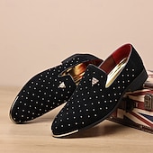 abordables Mocasines-Zapatos sin cordones de ante azul marino para hombre con detalles tachonados y detalles dorados: zapatos sin cordones de lujo para fiestas nocturnas, bodas y reuniones formales.