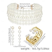 abordables Parures de Bijoux-Ensembles de bijoux de mariée 1 ensemble boucles d&#039;oreilles en alliage de perles collier bracelets ensemble de bijoux élégant et doux pour femmes pour fête de mariage tenue de soirée festival