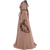 ieftine Rochie-Medieval Renascentist secolul al 18-lea Lung Rochii Manșon Flare cuff Viching Outlander Mărime Plus Size Culoare solidă Pătrat Pentru femei Celtic Fantezie Mascaradă Petrecere și seară Festival Adulți