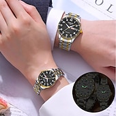 abordables Relojes de Cuarzo-Este es un elegante reloj para parejas con dos diales digitales redondos y correas de acero inoxidable con una pantalla de fecha luminosa resistente al agua ipx7 de lunes a domingo. Es un regalo ideal