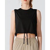billiga Löpar-T-shirts och linnen-Dam Linne för jogging Snörning Lättvikt Ärmlös Överdelar UPF 50 Solskydd Snabb tork Vekefukt Pilates Löpning Yoga Sportkläder Sportkläder Solid färg Ljusgul Svart Vit