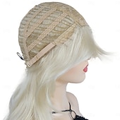 baratos Perucas Históricas-Peruca Desfiada em Camadas com Franjas Peruca Natural Cacheada e na Altura dos Ombros Cabelo Sintético Macio Perucas de Halloween