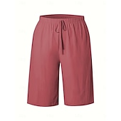 baratos Shorts-Mulheres chinês Bermudas Férias Moda Básico Comprimento do joelho Cintura Alta Tecido Bolsos Cintura elástica Confortável Macio Micro-Elástica Ao ar livre Rua Verde Militar Azul marinho Preto Branco