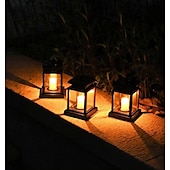 economico Illuminazione vialetto-Lanterne solari da esterno impermeabili da giardino, appese, con fiamma tremolante, a LED, senza candele, luci ad energia solare per decorazioni da giardino, tavolo, ombrellone da patio.