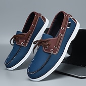 economico Casuale-scarpe da barca da uomo bicolore nere e bianche con design classico allacciato, comode ed eleganti, ideali per gite in spiaggia, abbigliamento casual ed eventi estivi
