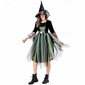 billige Ondskapsfulle hekser-Trollmann / heks Maskerade Halloween Dame Voksne Karneval Halloween Halloween Karneval Maskerade Enkelt karnevalskostyme