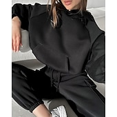 abordables Chándales-Mujer Tracksuit Pantalones Deportivo Pantalones de chándal Encaje Bolsillo Color sólido Trajes de Yoga Otoño Magenta Negro Gimnasio Ropa Deportiva Corriendo Mantiene abrigado Resistente al Viento