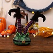 お買い得  ハロウィンの吊るし飾りとテーブルトップ装飾-ハロウィーンの逆さまのエルフの脚の卓上装飾、折り曲げられる不気味なシーンの小道具、お化け屋敷のホラーディスプレイの装飾