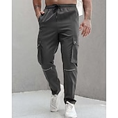 cheap Cargo Pants-Men&#039;s Cargo Pants Trousers Drawstring Elastic Waist Multi Pocket Plain Wearable Outdoor Daily Camping &amp; Hiking Fashion Classic Black Brown