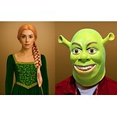 economico Parrucche di Coppia-Parrucca da donna Shrek Princess Fiona The Monster Finona Gioco di ruolo Parrucca arancione con capelli intrecciati Parrucche di Halloween