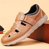 economico Sandali casual-Sneakers da uomo con cinturino in velcro color cuoio, tomaia traspirante e suola flessibile: scarpe comode ed eleganti per abbigliamento casual e attività all&#039;aperto
