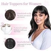 preiswerte Stirn-Pony-Haarteil mit Clip-in-Pony, 360°-3D-Cover, Haarteile für Frauen mit dünner werdendem Haar, Upgrade-Haarteil mit Pony-Clip, 10 Zoll glatte Haarteile für Frauen