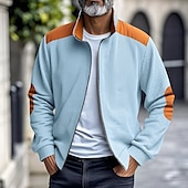cheap Men&#039;s Jackets &amp; Coats-Men&#039;s Lightweight Jacket Corduroy Jacket Casual Jacket Vacation Daily Pocket Spring Fall Color Block Fashion Classic Stand Collar Regular Apricot Black White Yellow Wine Jacket