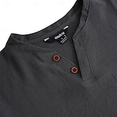 halpa Rento Henley T-paita-Miesten Henley-paita T-paita Lyhyt hiha Tavallinen Muoti Suunnittelija Perus Napit V kaula-aukko Henley Loma Katu Kausaliteetti Kesä Musta Valkoinen Laivaston sininen Henley T-paita