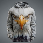 abordables conjuntos de sudadera con capucha estampada para hombre-Hombre Animal Águila Sudaderas Sudadera Abrigos Sudadera con capucha Cuello Barco Fresco Impresión 3D Discoteca Ropa de calle Negro Blanco Correa Impresión 3D Otoño Invierno Diseñador