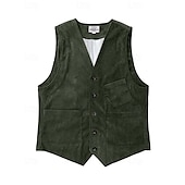 levne Gilety-Pánské Kamizelka Vesta Dovolená Párty Obchod Módní Na běžné nošení Jaro Podzim Knoflíky Kapsy Polyester Kordura Pohodlné Pevná barva Jednořadové sako s jedním knoflíkem Do V Běžný Tmavěhnědá Čern