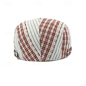 economico Cappelli da uomo-Per uomo Coppola Cappello Ascot Cappello da Giornalista Nero Rosso Cotone Moda Casual Streetwear Quotidiano Plaid Regolabile Protezione solare Traspirante
