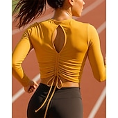 tanie Koszulki biegowe i topy-Damskie Bieganie na górze Koszulka do biegania Szczupła Pullover Długi rękaw Tee Tshirt Solidne kolory Szybkie wysychanie Lekki Elastyczny Oddychający Bransoletka tenisowa Golf Bieganie Odzie