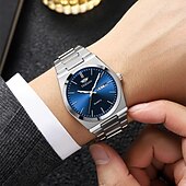 baratos Relógios Quartz-Um relógio masculino moderno e original com pulseira de liga de estilo empresarial, com classificação de resistência à água ipx7, data luminosa e visor de dia, caixa de relógio esportivo de quartzo