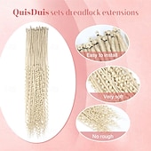 abordables Crocheter les cheveux-Extensions de dreadlocks synthétiques mixtes 3 en 1, 30 mèches, 30 pouces, blond 613 bouclé &amp;droit &amp;extensions de dreadlocks bohèmes à extrémité unique, style hippie, pour femmes