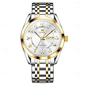 cheap Quartz Watches-OLEVS 3666 Luxury Man Watch Stainless Steel Waterproof Dual Calendar Classic Large Digital Dial Original Quartz Watches
