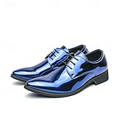abordables Officiel-Chaussures à lacets en cuir verni vert pour hommes – chaussures habillées brillantes avec une finition polie, idéales pour les mariages et les soirées