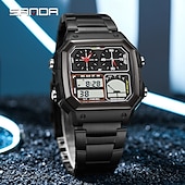 cheap Digital Watches-SANDA Men Digital Watch Outdoor Fashion Casual Wristwatch Luminous Stopwatch Alarm Clock Three Time Zones Steel Silicone Gel Watch