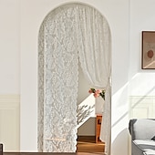 billiga Dörrgardiner-Fransk spetsgardiner lantgårdscalloped trim semi-transparent gardiner broderade fönstergardiner med krok vintage fönsterdraperier för vardagsrum sovrum
