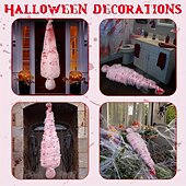 baratos Halloween-Adereços de Halloween para ambientes internos e externos - corpo de cadáver assustador com teia de aranha falsa e decoração de árvore pendurada, material plástico de estilo contemporâneo, sem penas,