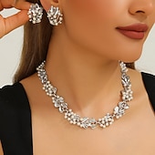 abordables Parures de Bijoux-Parure de bijoux 2 Zircon Perle Zircon 1 Collier Boucles d&#039;oreilles Femmes Élégant ancien Luxe Mignon Perles Etoile Forme de Fleur irrégulier Parure de Bijoux Pour Mariage Soirée Tenue de soirée