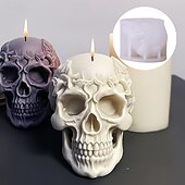 cheap Mold-2pcs Rose Skull Head Silicone Molds for Resin Casting DIY Candle &amp; Epoxy Resin Crafts Home Decor Plaster Clay Molds with Intricate Floral Design Home Decor MoldsDetailed Design Durable Silicone