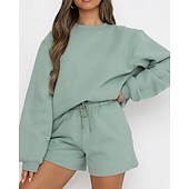 女性用 トラックスーツ プルオーバースウェットシャツ スウェットショーツ レース ソリッド スーツウェア 秋 Темный хаки ブラック ジム アスレイジャー ランニング 防風 長袖 スポーツ アクティブウェア 伸縮性あり レギュラー お買い得  トラックスーツ-女性用 トラックスーツ プルオーバースウェットシャツ スウェットショーツ レース ソリッド スーツウェア 秋 Темный хаки ブラック ジム アスレイジャー ランニング 防風 長袖 スポーツ アクティブウェア 伸縮性あり レギュラー