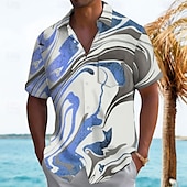 voordelige Geometrisch patroon-Voor heren Geometrisch Abstract Marmer Overhemd Zomer overhemd Overhemd met knopen Korte mouw Mode-casual Buiten Vakantie Dagelijks gebruik Zomer Lente Strijkijzer 3D-afdrukken shirts met kraag