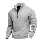 abordables Sudaderas Básicas_-Hombre Sudadera Sudadera con un cuarto de cremallera Albaricoque Negro Blanco Vino Rojo Media cremallera Plano Deporte Diario Festivos Poliéster Ropa de calle Básico Casual Primavera Otoño Ropa