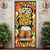 cheap Garage &amp; Door Banners-Oktoberfest Door Decorations German Bavarian Beer Door Covers Door Tapestry Door Curtain Decoration Backdrop Indoor/Outdoor Door Banner for Front Door Office Door