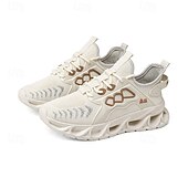 billige Sneakers til herrer-gule herresneakers med flammedesign, lett, pustende overdel, komfortabel passform for løping, trening og hverdagsbruk