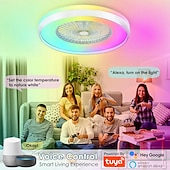 economico Ventilatore da soffitto con luci-Ventilatore da soffitto senza pale con luce, ventilatore da soffitto a basso profilo, ventilatori da soffitto intelligenti RGB, telecomando Fandelier, lampadario moderno a filo chiuso