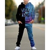 voordelige Jongens 3D Visie &amp; Geometrie-Jongens 3D Grafisch Set met capuchon en joggingbroek Sportoutfit Trainingspakken Lange mouw Lente Herfst Dagelijks Basic Casual Kinderen 4-12 jaar Capuchon Buiten Vakantie Sport Getailleerd