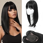 cheap Bangs-Hair Toppers for Women with Thinning Hair 360 3D Toppers Hair Pieces for Women French Clip in Bangs 18 Inch Curly Wavy