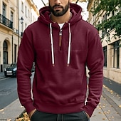baratos camisolas de lã-Homens Moletom Moletom Zip Moletom de lã Adamascado Vermelho Vinho Preto Branco Azul Marinha Com Capuz Tecido Zip Up Desportos e Ar livre Casual Diário Roupa de rua Legal Roupa de Esporte Outono